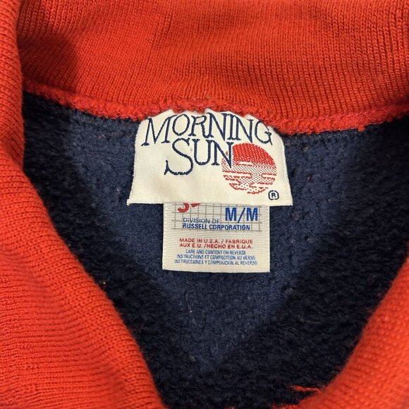 Vintage Morning Sun Women 90s Holiday Christmas Cardinal Bird Blue Sweatshirt M - Picture 5 of 6